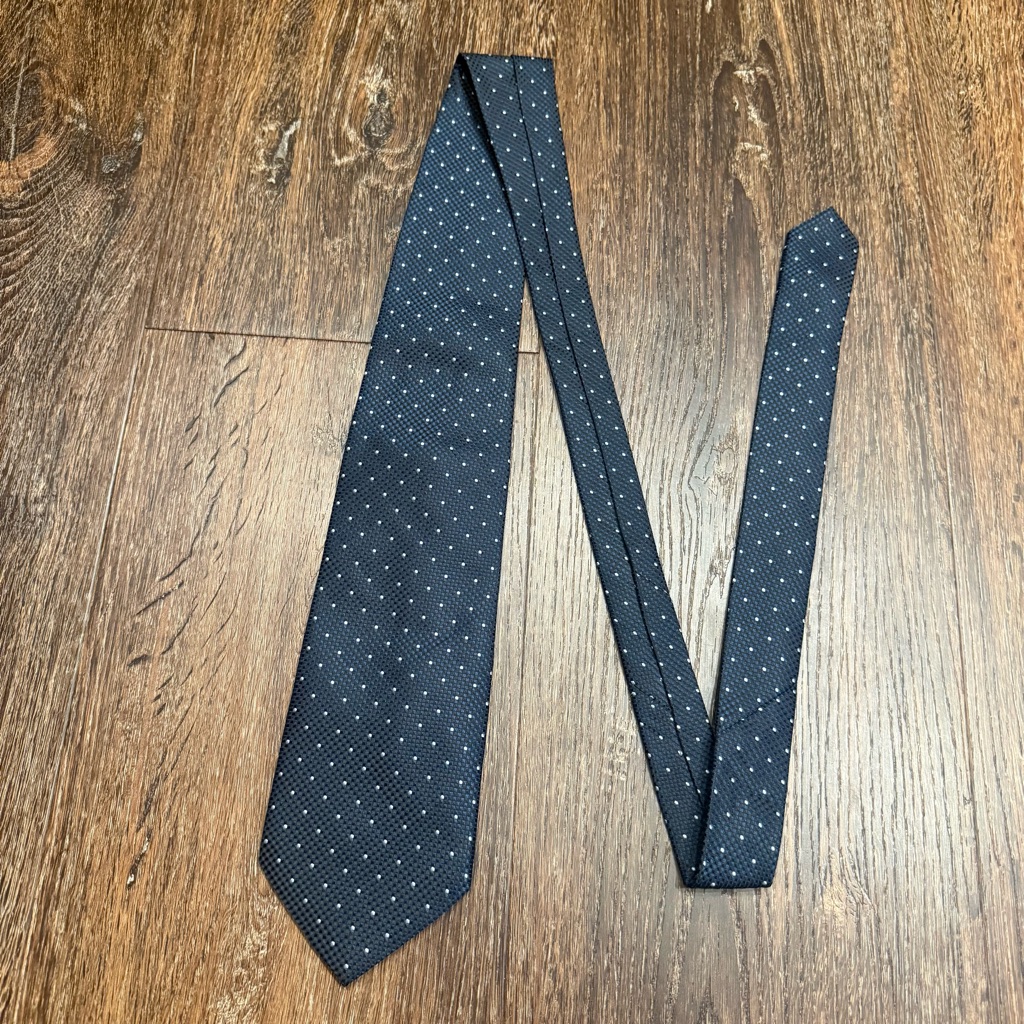 Pure Seta 100 Pure Silk Luxury Classic Blue Poka Dot Mens Tie Made In Italy